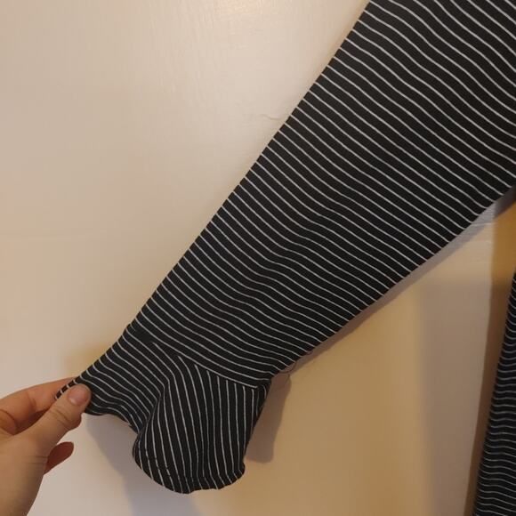 Lauren Ralph Lauren Green Label Size Large L White Black Fanned Sleeve Stripes - Picture 4 of 9